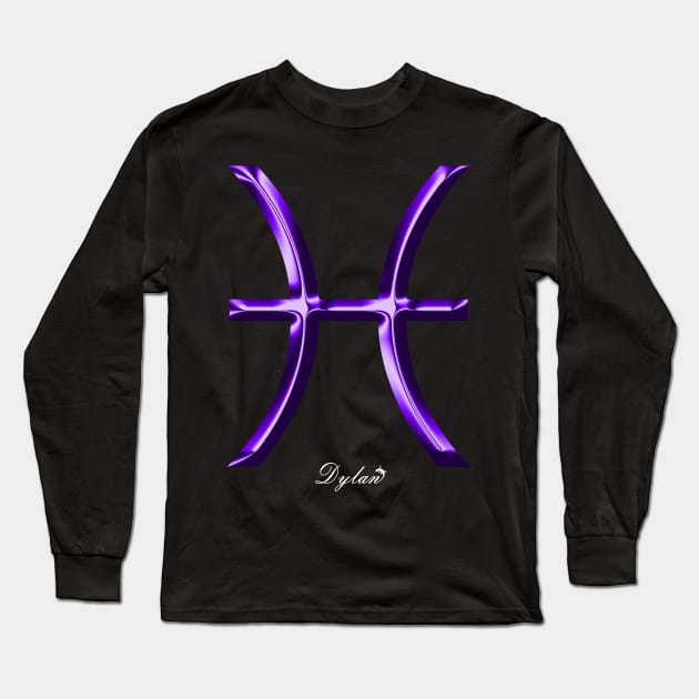 Pisces Zodiac Long Sleeve T-Shirt by DylanArtNPhoto